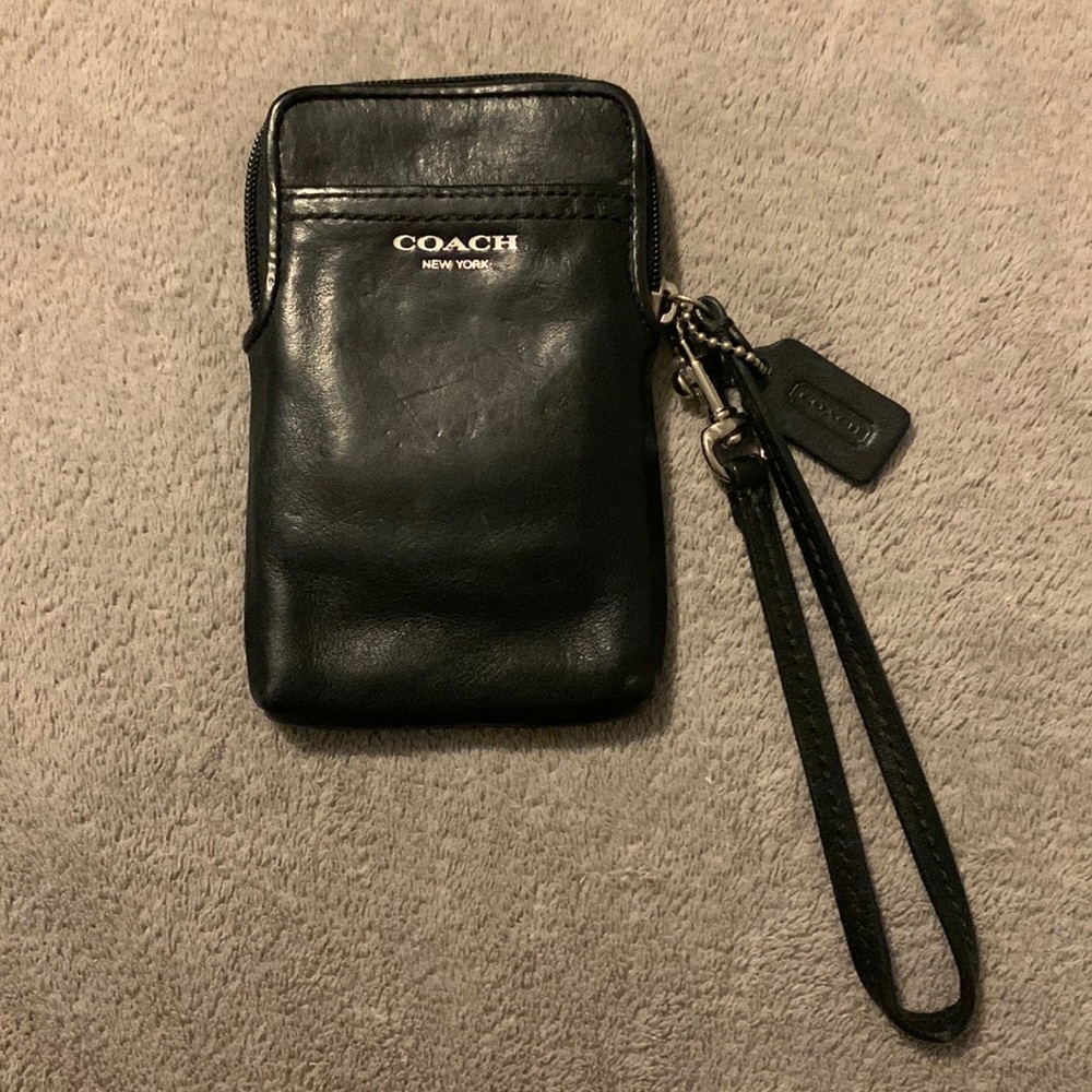 Coach Black Leather Wristlet
